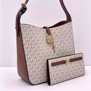 Michael Kors Lyra Small Bucket Shoulder Bag and Reed Wallet Set